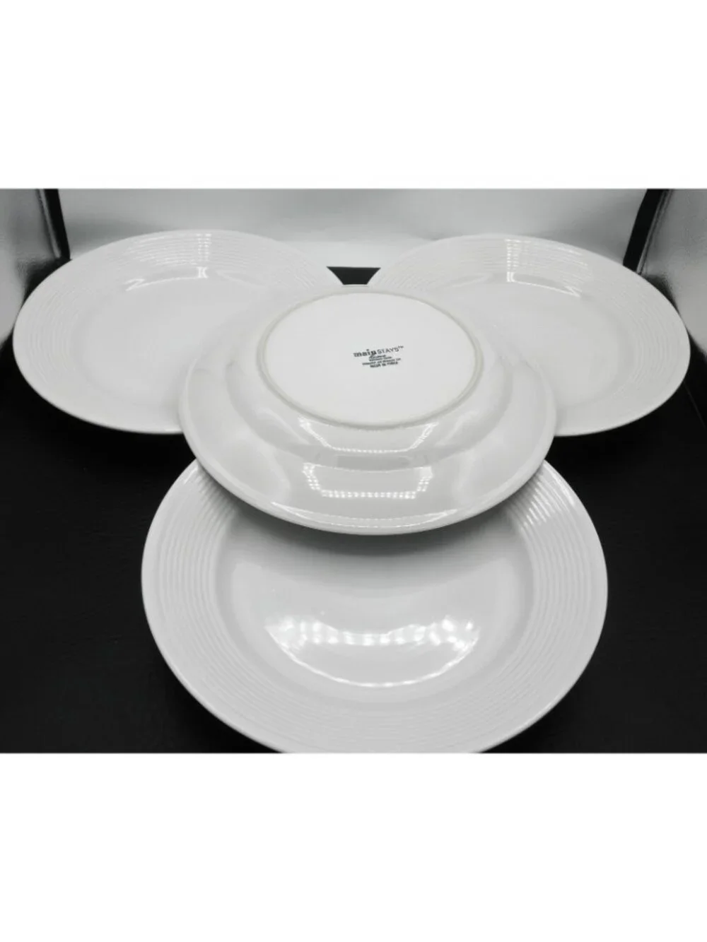 MSY19 by Mainstays 11.25 Inch Dinner Plates Set of 4 White Raised Ring on Rim